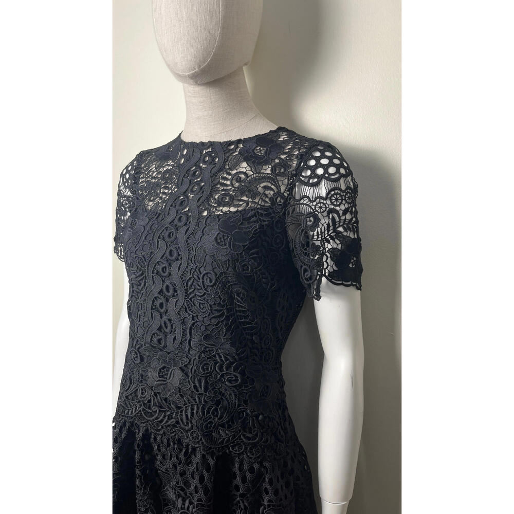 TERI JON BLACK GUIPURE LACE FLORAL CUTOUT DRESS 8 - Picture 3 of 8